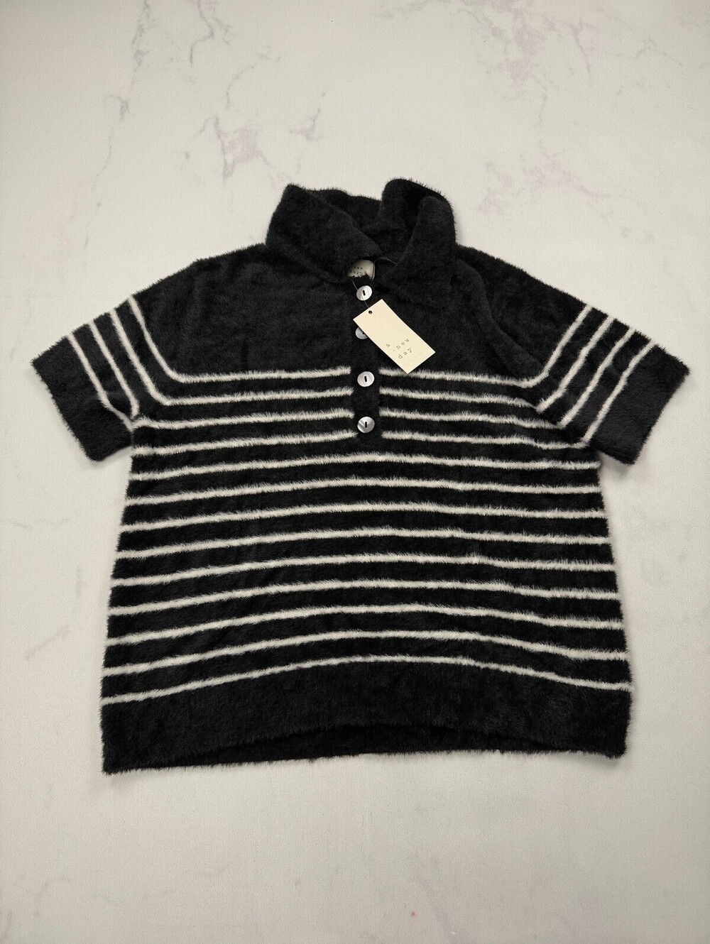 A New Day Striped Sweater Black Modern Classic Style - Womens M
